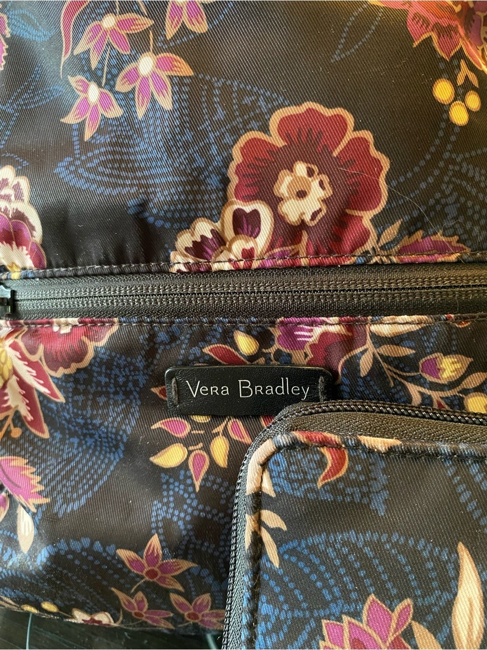 Vera Bradley Quilted Floral Backpack and Wallet in Brown with Pink Accents - Picture 4 of 8